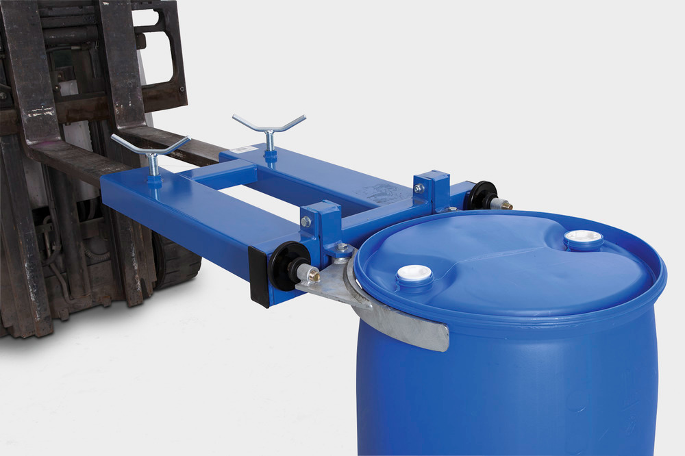 drum clamp SK-S, forklift truck attachment, steel painted, for 1 x 205-l-steel- or plasticdrums
