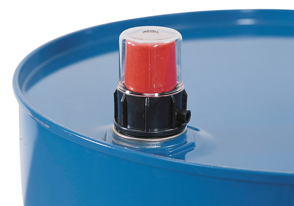 Fill level indicator, for 2", and 3/4" bung holes, with a transparent protective cap