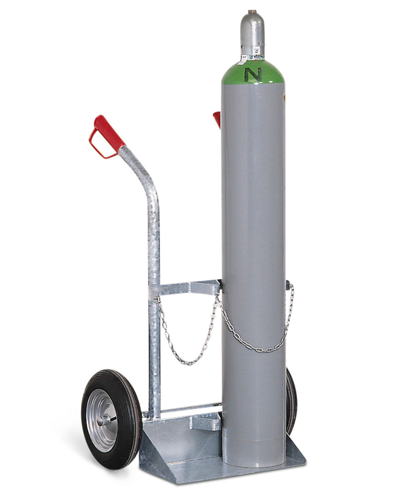 Gas cylinder trolley GFR-2, steel, for 2 gas cylinders, pneumatic wheels