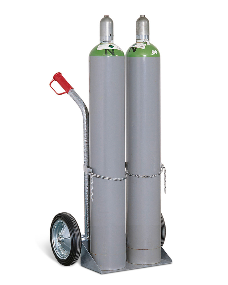 Gas cylinder trolley GFR-2, steel, for 2 gas cylinders, solid rubber wheels