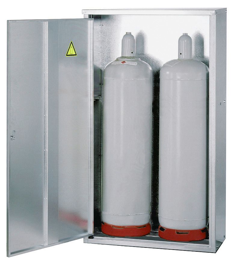 Liquid gas cabinet, ST 23 for 2 x 33 kg cylinders, walls with no perforations and 1 wing doors