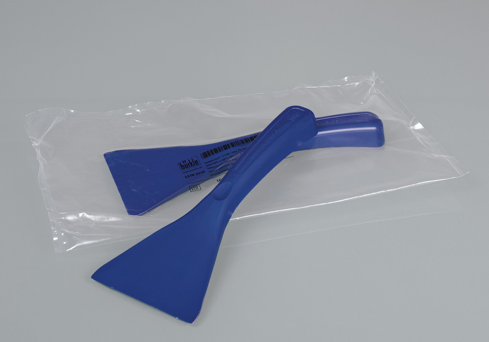 Detectable scraper in polystyrene, 80 mm, blue, individually packed/sterile, pack of 10
