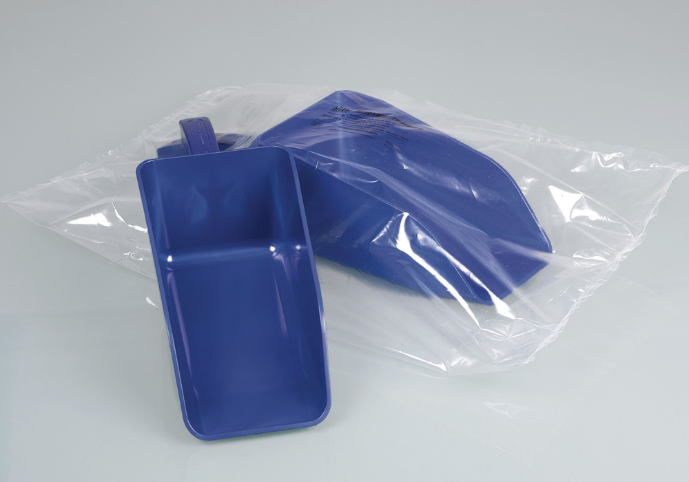 Pá detetável de poliestireno, estéril, 25 ml, azul, embalado individualmente, 10 unidades