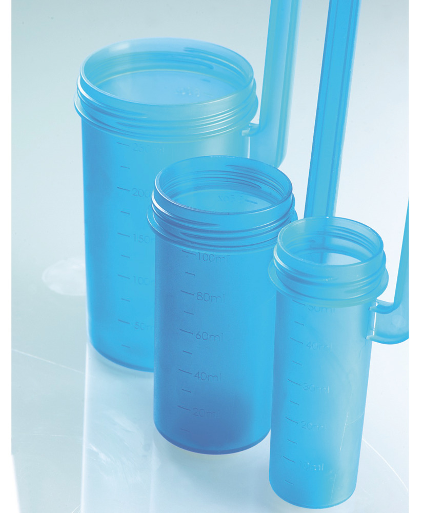 DispoDipper LaboPlast, vyrobený z PP, modrý, 250 ml, jednotlivo balené / sterilné, balenie po 20 ks