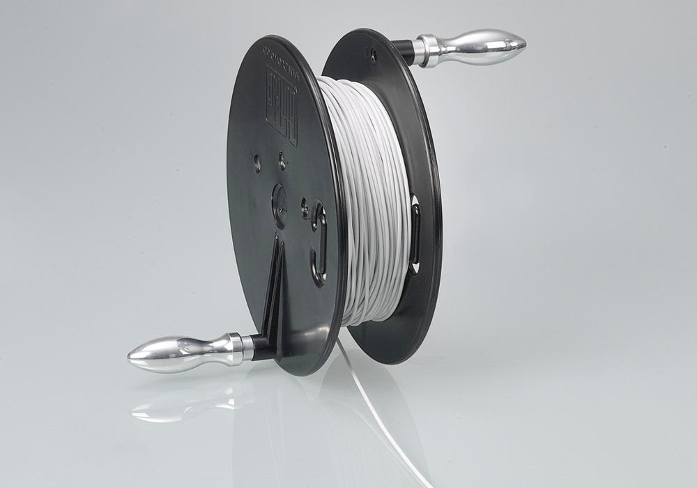 Hand rope spool, for dip tanks, electrically conductive, in polyamide, W x internal Ø 44 x 100 mm