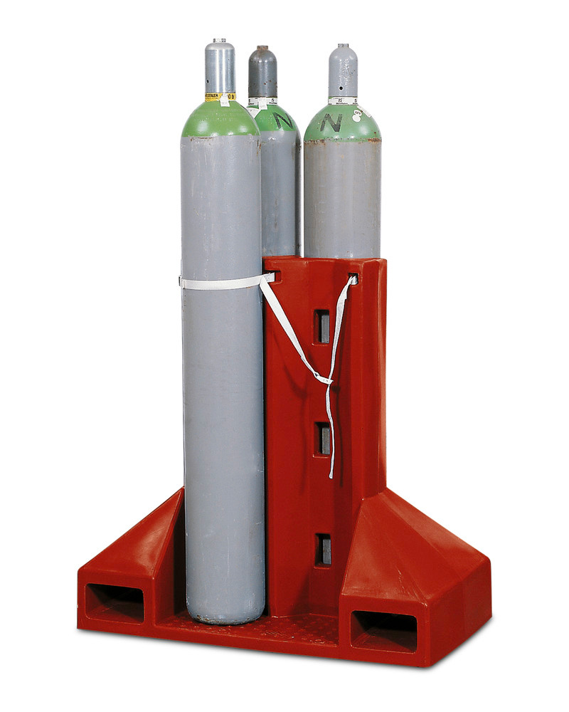 Polyethylene gas cylinder pallet, GFP-4, for up to 4 gas cylinders with securing strap