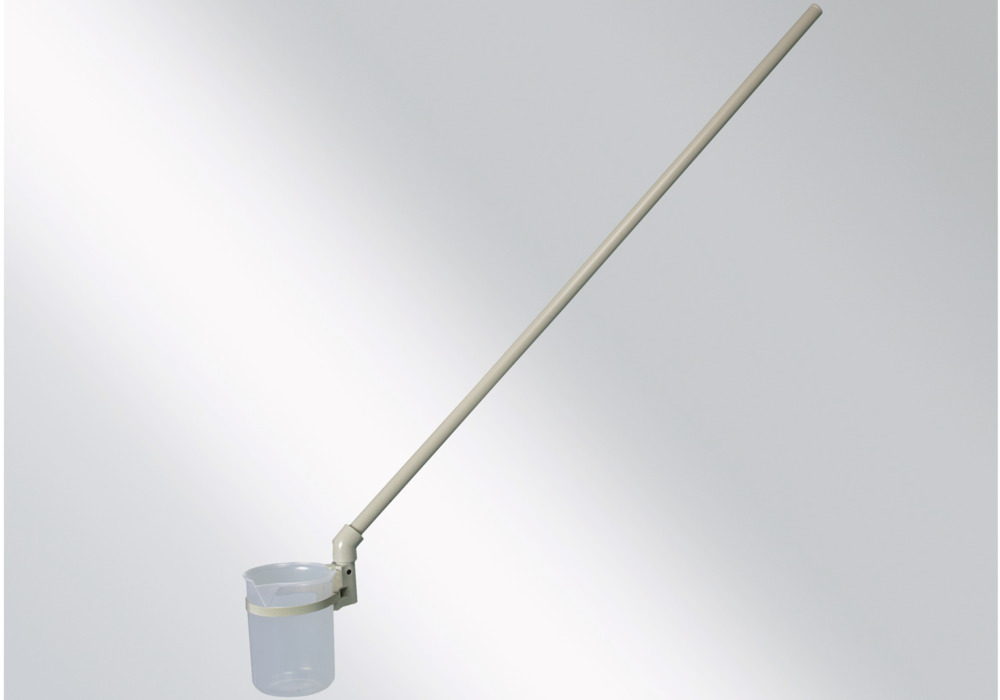 Scoop, for aggressive media, with fixed holding rod, in polypropylene, 250 ml volume