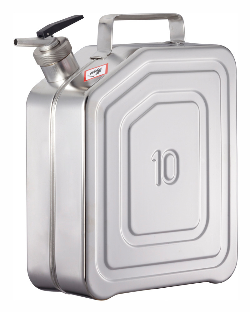Stainless Steel Fuel Can, With Fine Measuring Tap, 10l