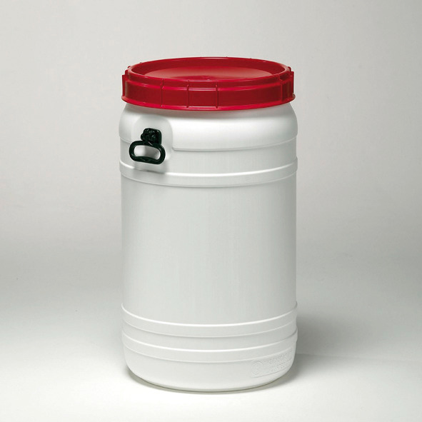 Behållare med extra stor öppning SWH 110 av polyetylen (PE), volym 110 liter, vit/röd