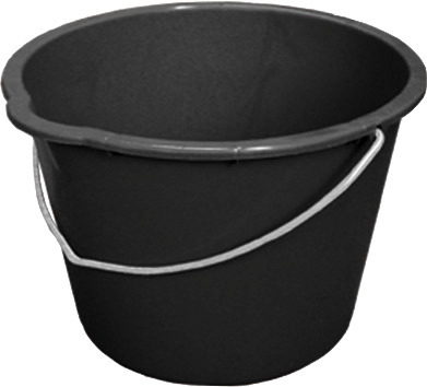Plastic bucket in recycled polyethylene, 12 litres, black, Pack = 10 pieces