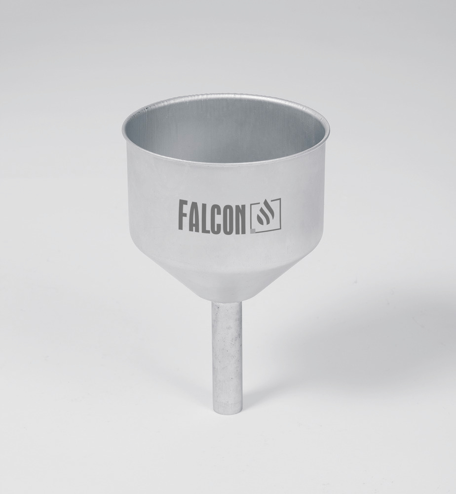 Funnel for safety containers, available in steel and stainless steel