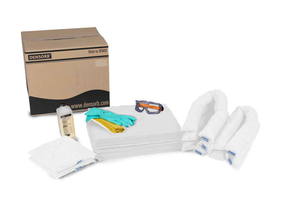 Set de repuesto para set de absorbentes DENSORB en caja con tapa de solapas, versión Aceite