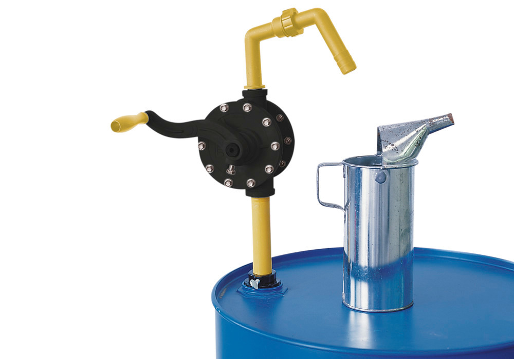 Pompa rotacyjna z tworzywa sztucznego, do kwasów, ługów i roztworów wodnych, żółta