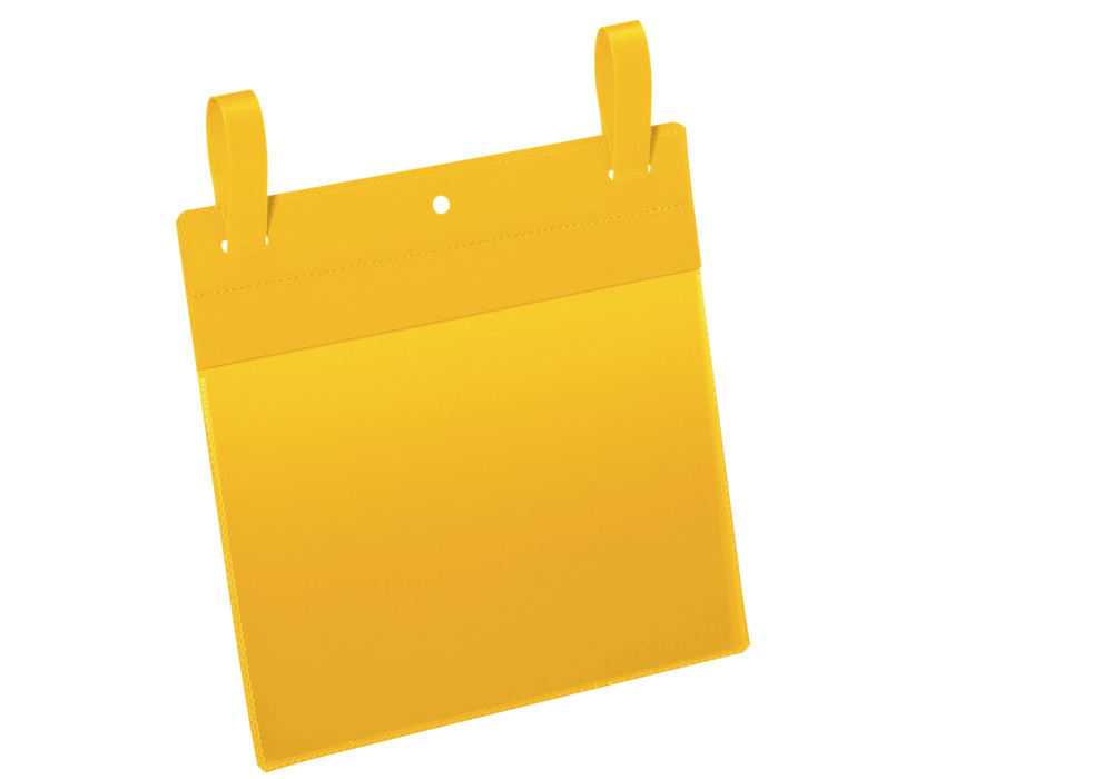 Suporte para documentos com fitas p/ contentores de malha, A5 horizontal, pack 50 unidades, amarelo
