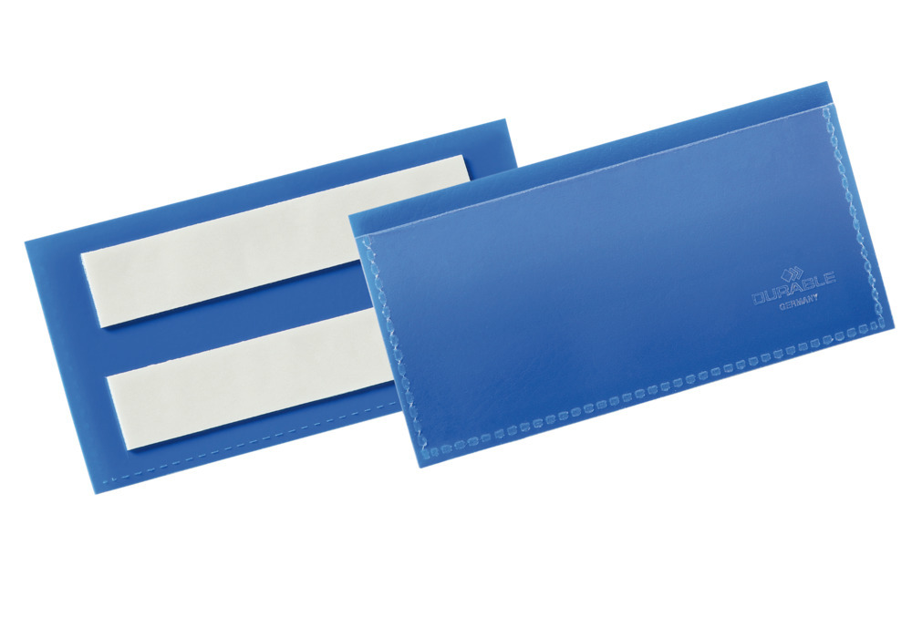 Pochette autocollante pour étiquette 100 x 38 mm, unité de vente = 50 pièces, bleu foncé