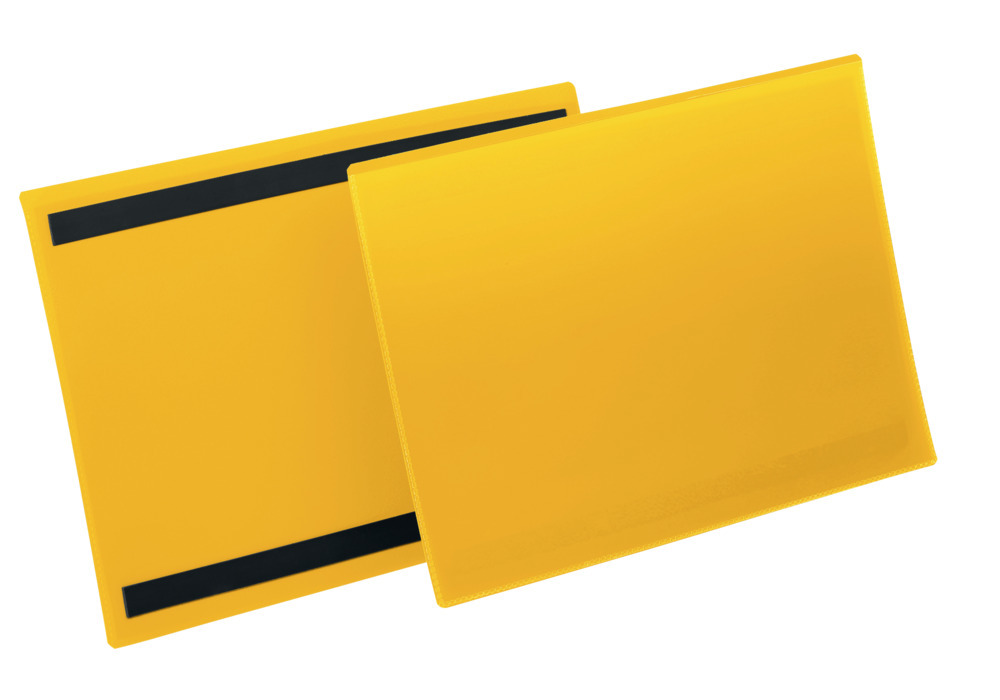 Suporte magnético para documentos A4, orientação horizontal, pack 50 unidades, amarelo