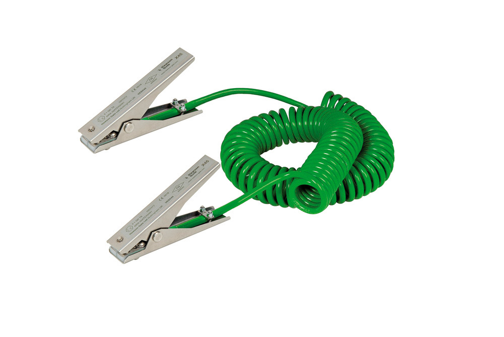 Static earth lead with 2 grounding clamps