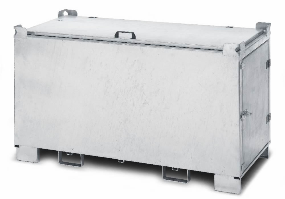 Säkerhetsbehållare av stål för lysrör, med lucka och fällbart lock, 1670 mm
