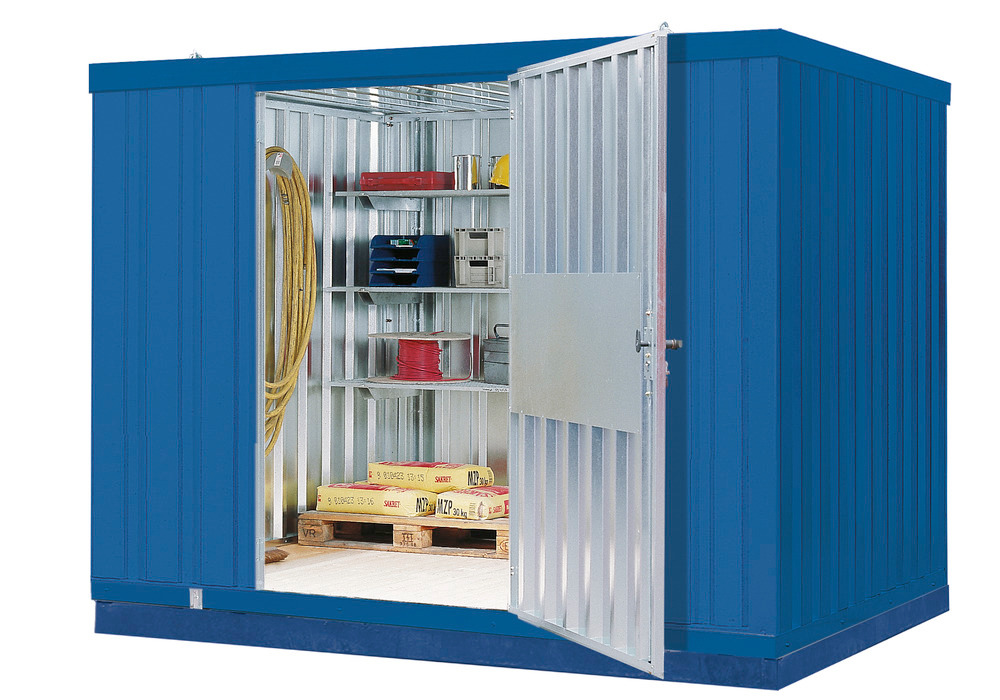 Materialcontainer MC 320-T1, förzinkad och lackerad, med enkeldörr, levereras monterad