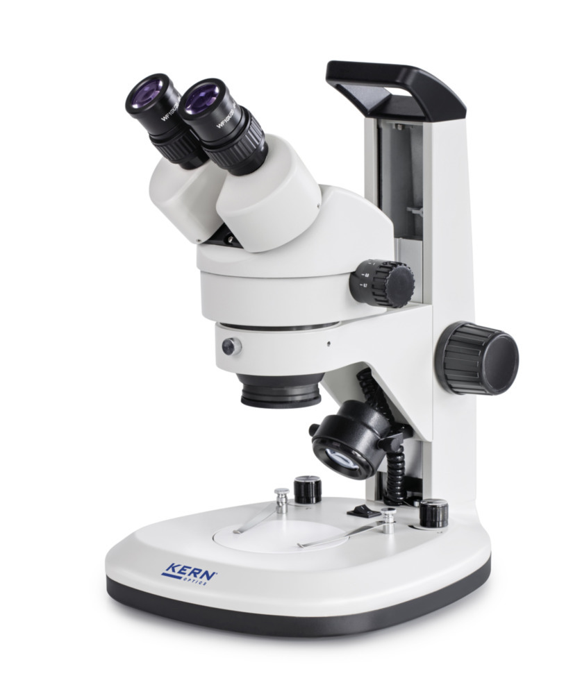 Microscope à zoom stéréo KERN Optics OZL 467, tube binoculaire, champ vision Ø 20.0mm, support méca.