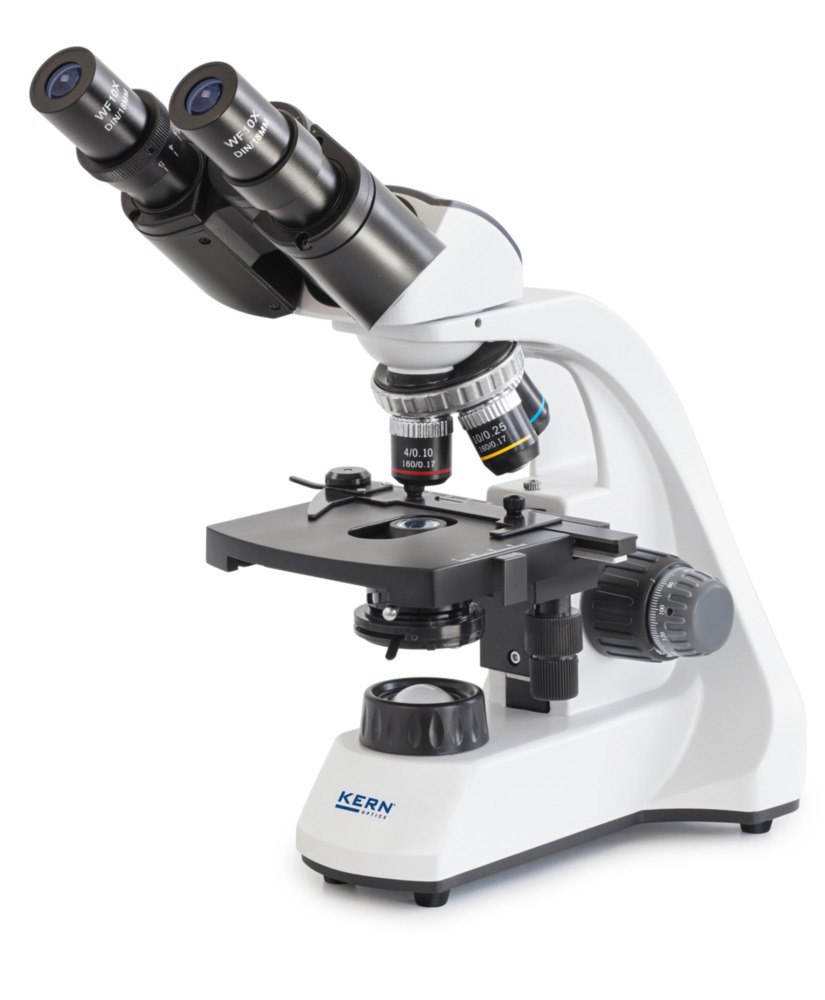 Microscope à lumière transmise KERN Optics OBT 104, tube binoculaire, objectifs 4x/10x /40x, LED 1 W