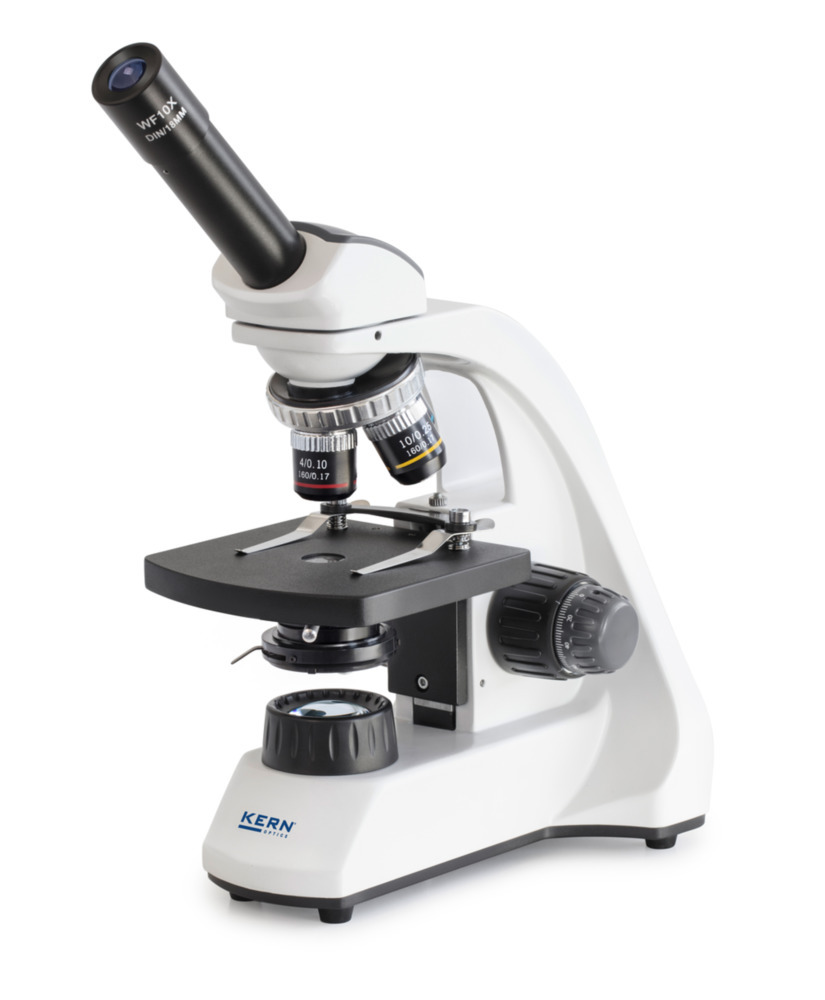 Microscopio de luz transmitida OBT 102 de KERN Optics, monocular, objetivos 4x / 10x / 40x, 1 W LED