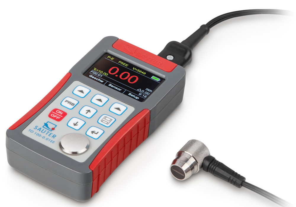 Grubościomierz ultradźwiękowy Sauter TO 100-0.01EE, tryb echo-echo, zakres pomiaru 0,7-600 mm