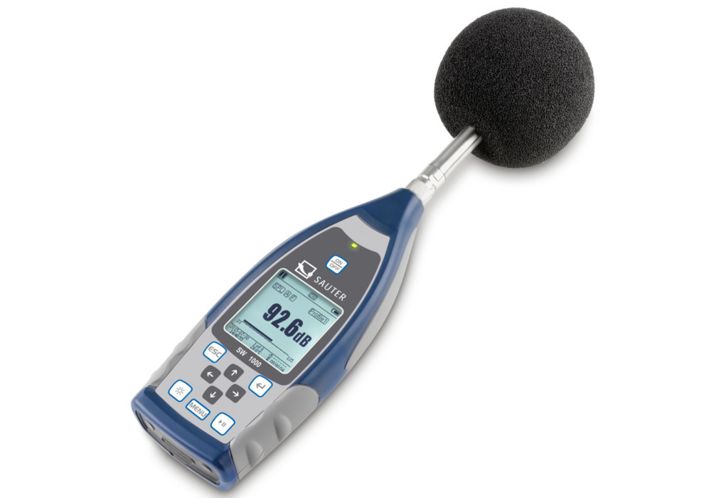 Medidor de nivel de sonido Sauter SW 1000, rango de medición 20-134 dB, Clase I