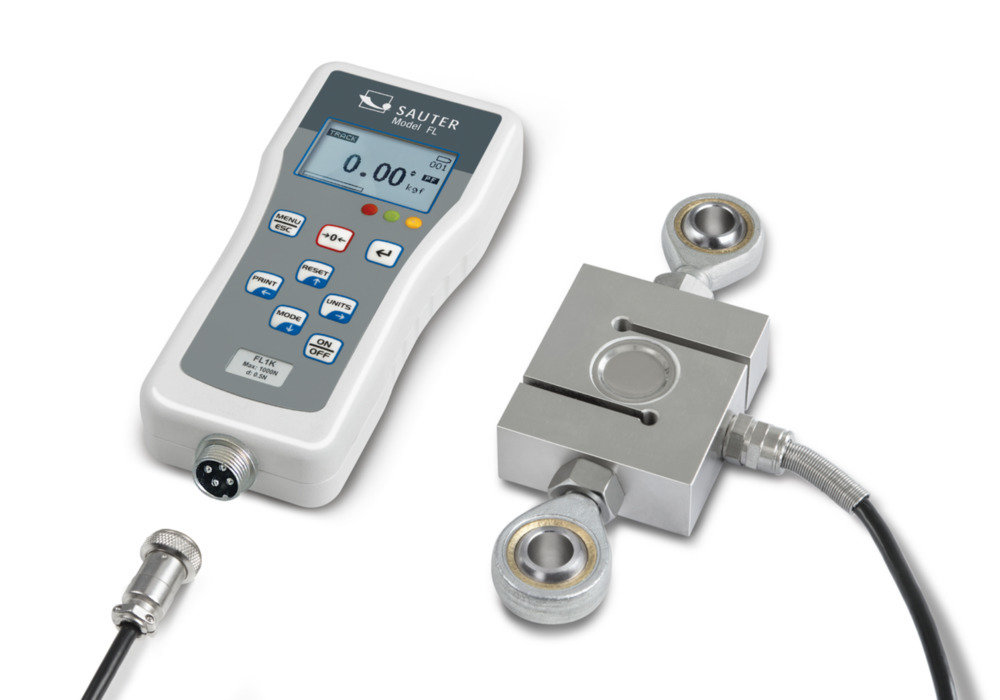 Dinamómetro digital premium Sauter FL 2K, celda medición externa, medición 2500 N, legibilidad 1 N