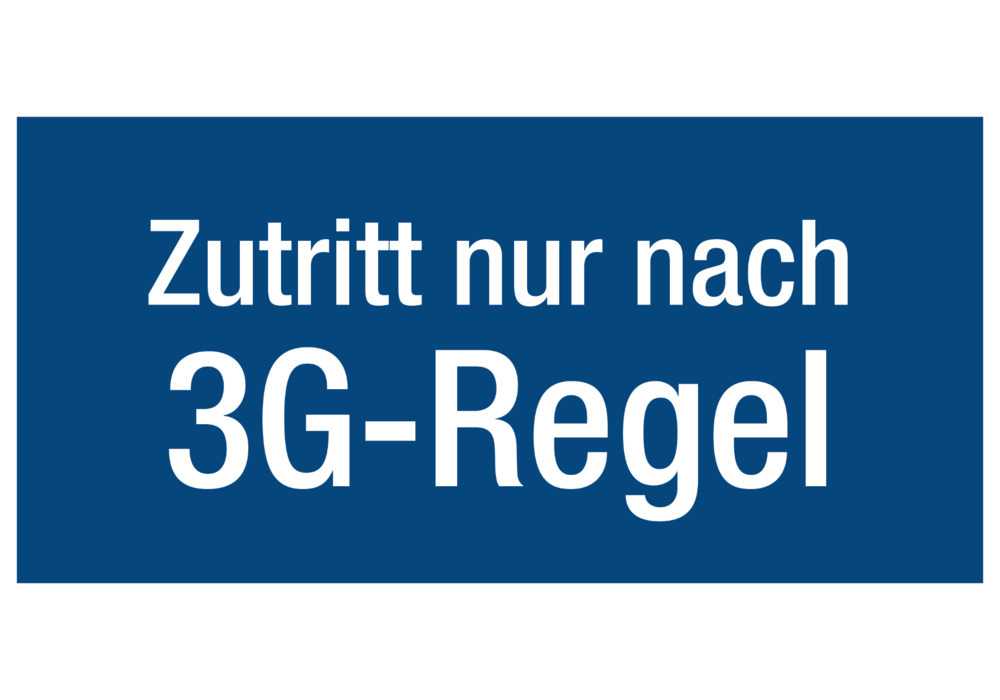 Hinweisschild "Zutritt nur nach 3G-Regel", Folie, selbstklebend, 148 x 74 mm, VE = 10 Stück