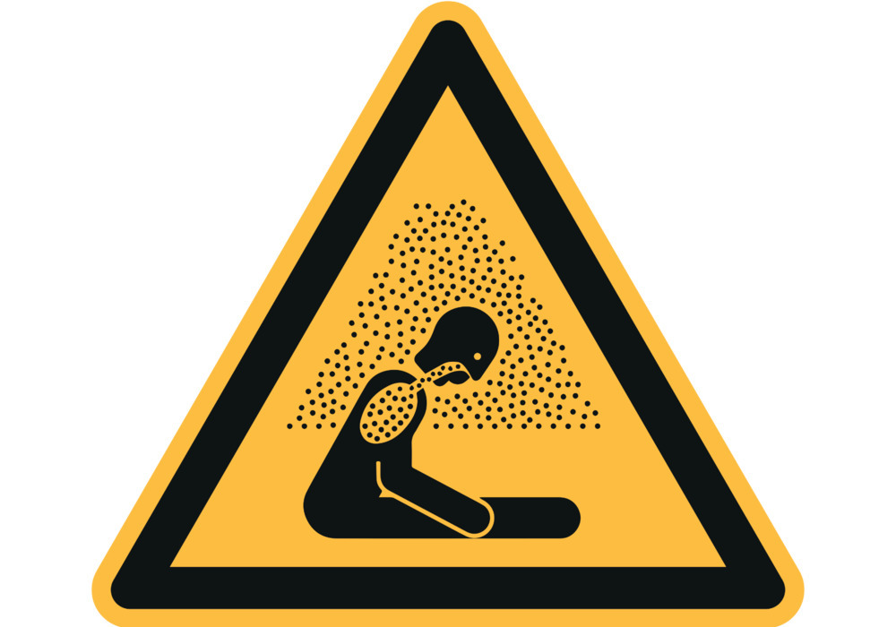 Hazard sign Warning of asphyxiation, ISO 7010, foil, self-adhesive, 100 mm, Pack = 20 units