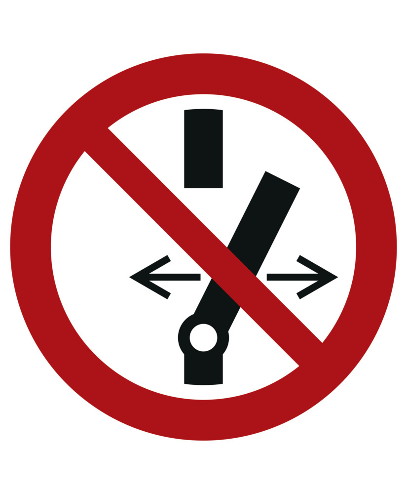Prohibition sign No switching, ISO 7010, plastic, 200 mm, Pack = 10 units