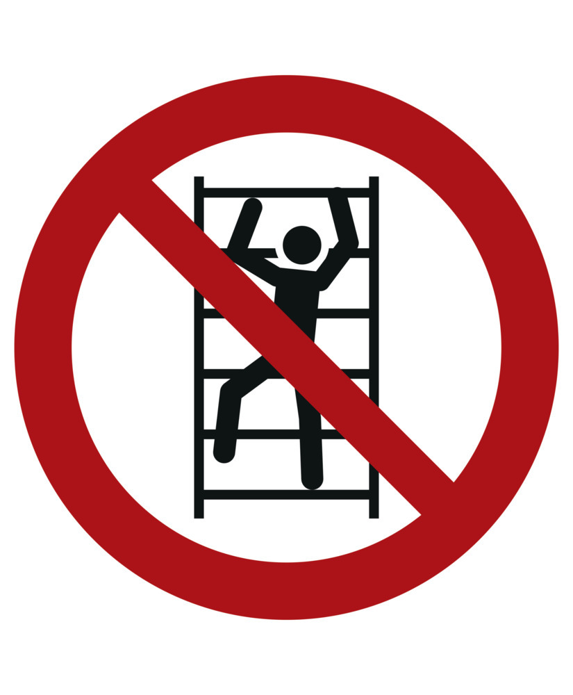 Prohibition sign No climbing, ISO 7010, plastic, 200 mm, Pack = 10 units