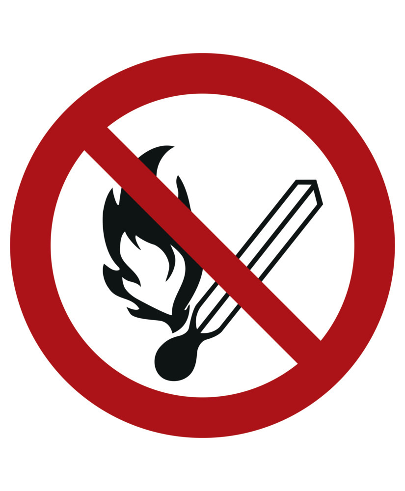 Značka Zákaz kouření a manipulace s ohněm, ISO 7010, z plastu, 200 mm, BJ = 10 ks