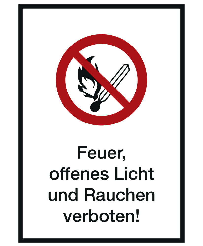 Verbotsschild Kombi Feuer, Offenes Licht Und Rauchen Verboten, ISO 7010 ...