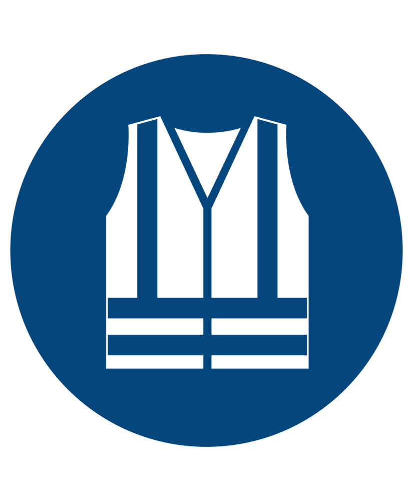 Mandatory sign Use high-vis vest, ISO 7010, foil, self-adhesive, 100 mm, Pack = 10 units
