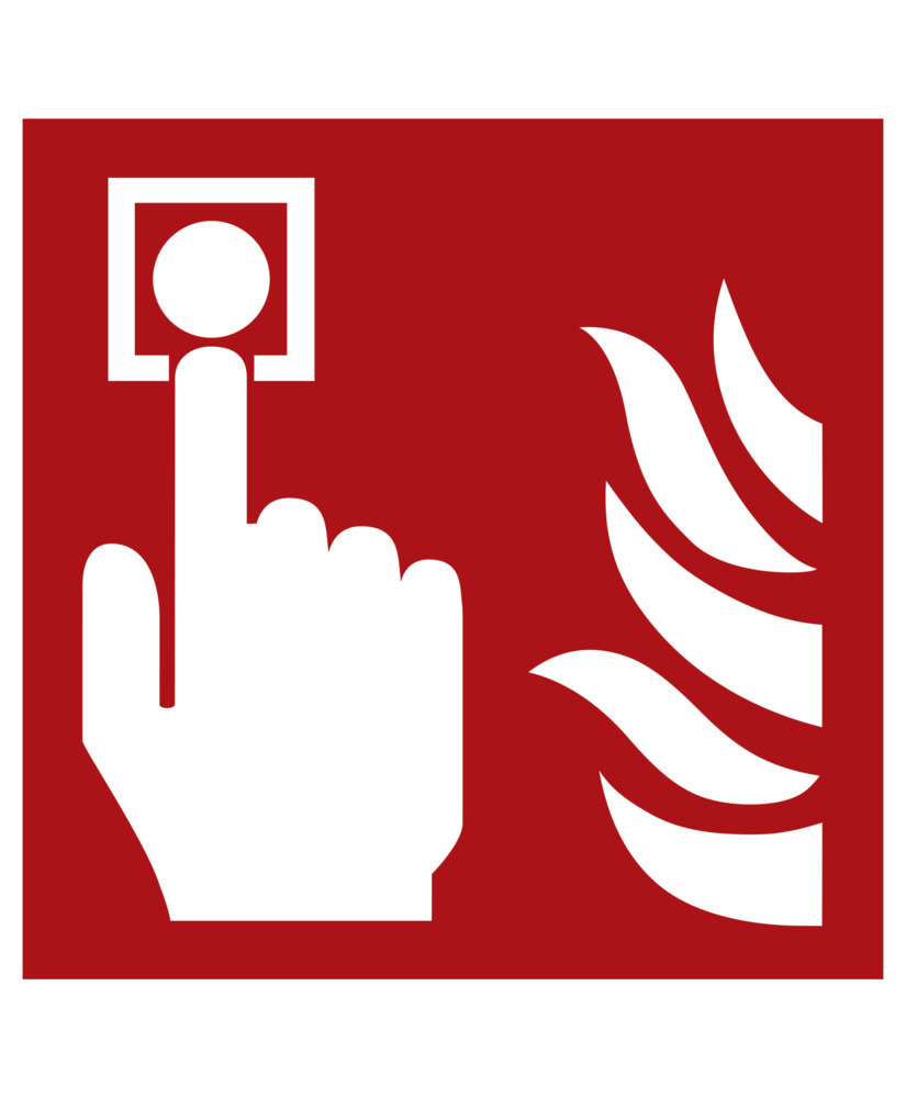 Značka požární ochrany Požární hlásič, ISO 7010, samolepicí fólie, 200 x 200 mm, BJ = 10 ks