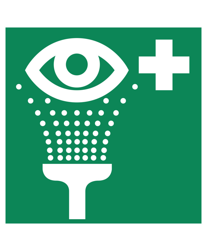 Informační cedule Zařízení pro výplach očí, ISO 7010, plast, 150 x 150 mm, BJ = 10 ks