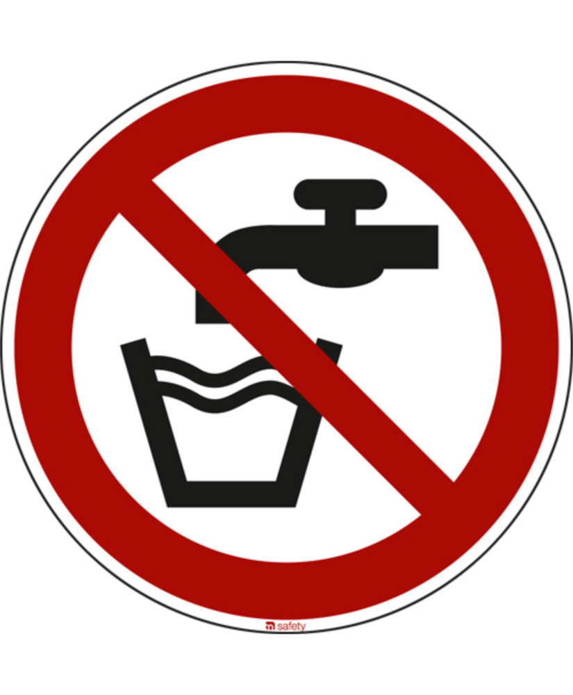 Prohibition sign Not drinking water, ISO 7010, foil, self-adhesive, 100 mm, Pack = 10 units