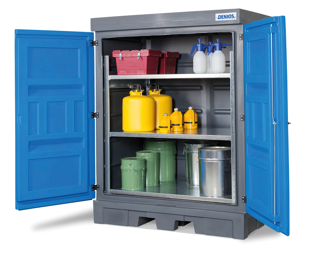 A wide variety of small container sizes can easily be accommodated with the flexible shelving system