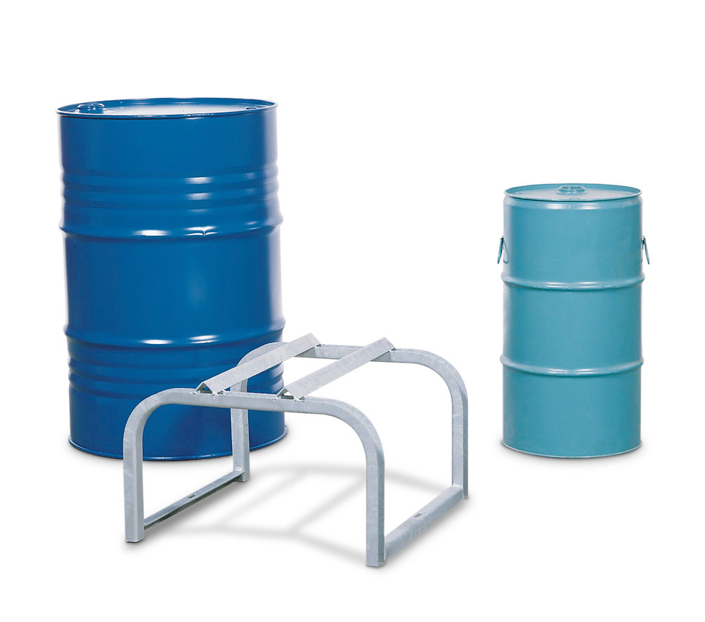 Drum mount FB 1, galvanized steel, for horizontal drum storage, for up to 1x205 litre drum
