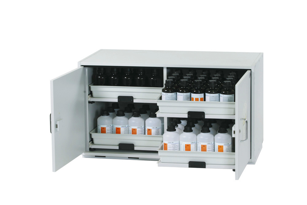 asecos acid and alkali cabinet SL 114 with 2-wing door and 4 slide-out spill trays