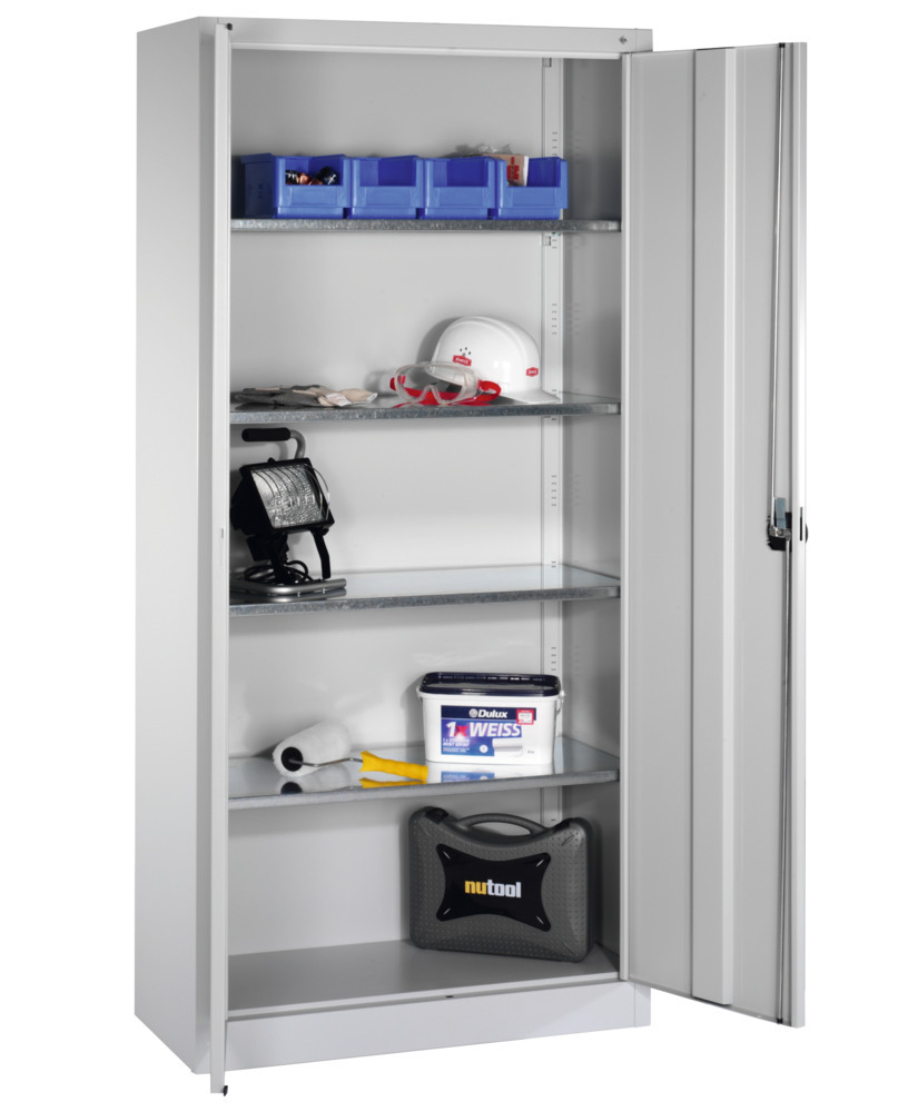 Equipment cabinet with 4 shelves, W 935, D 400, H 1950 mm, grey