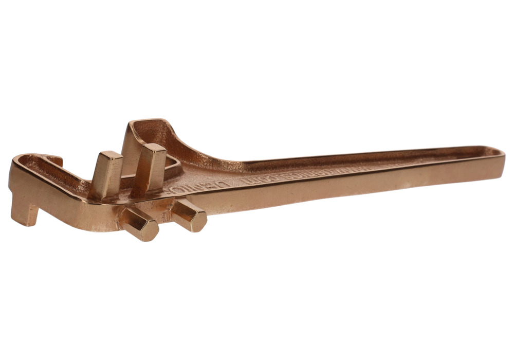 Universal tromlenøgle af bronze til spundslukninger og skruelåg
