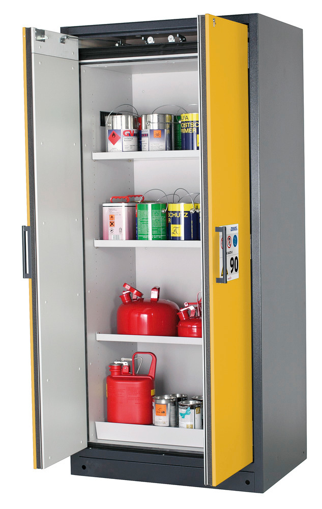 Szafa materiałów niebezpiecznych typu W 93, szer. 893 mm, drzwi w kolorze żółtym ostrzegawczym