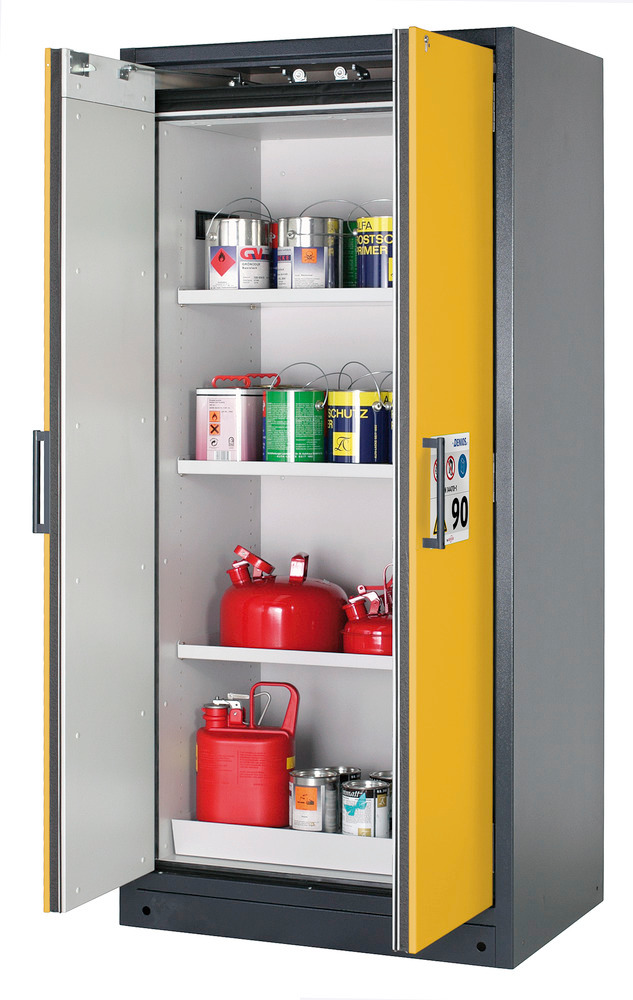 Szafa materiałów niebezpiecznych typu W 93, szer. 893 mm, drzwi w kolorze żółtym ostrzegawczym