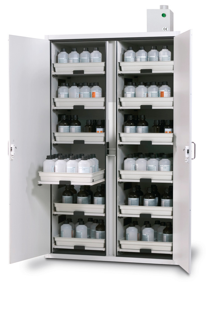 Acid and alkalis cabinet model SL 1208 / 1212, either with 8 or 12 slide-out shelves