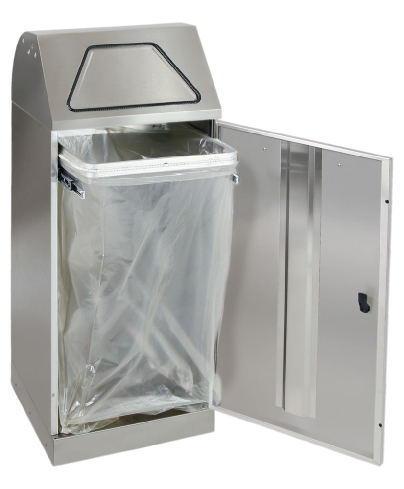 Fireinhibiting stainless steel recyclable material container, hand