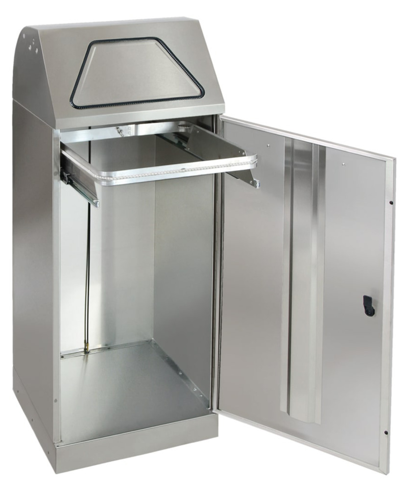 Fireinhibiting stainless steel recyclable material container, hand