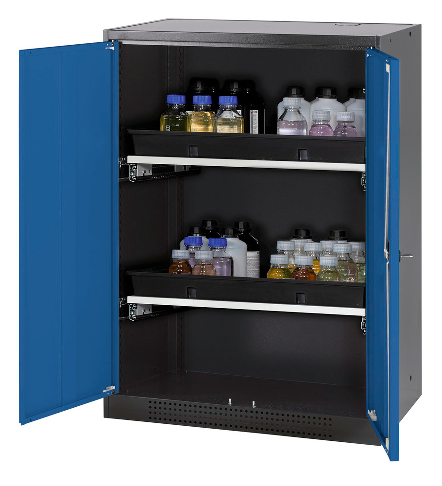 Armoire pour produits chimiques Systema-T CS-82, anthracite / bleue, 2 étagères coulissantes